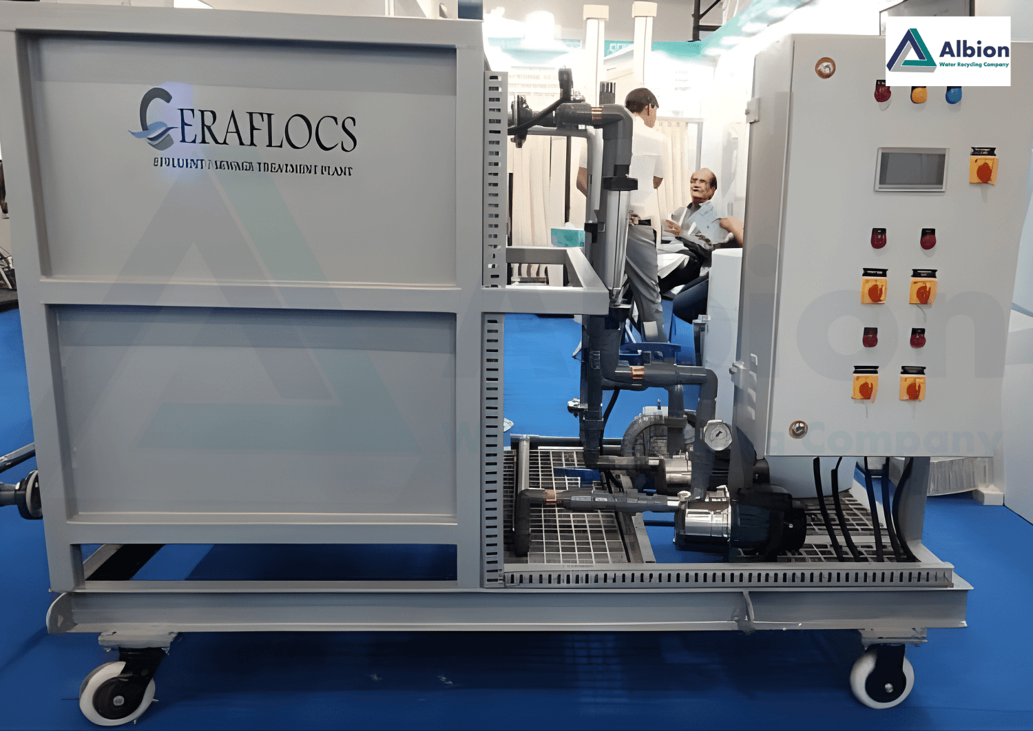 Packaged module C-Flocs ceramic membrane filtration system by Albion for heavy-duty industrial wastewater treatment.