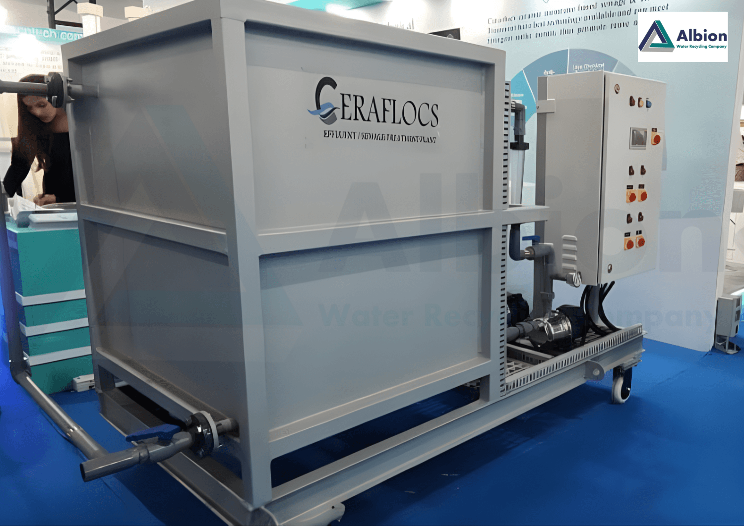 Packaged module C-Flocs ceramic membrane filtration system by Albion for heavy-duty industrial wastewater treatment.