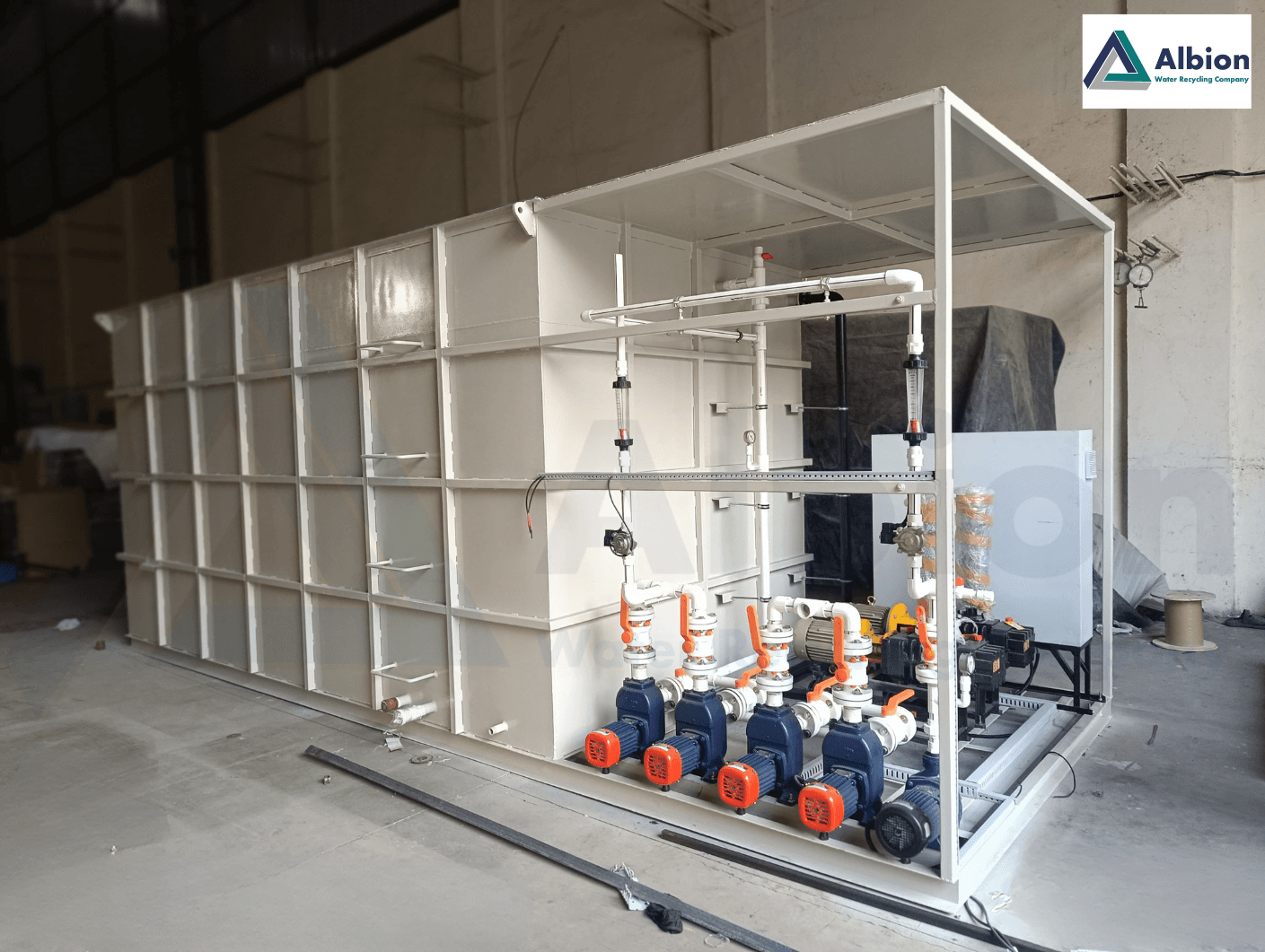 X-Flocs MBR system overview — high-flux hollow-fibre membrane module.