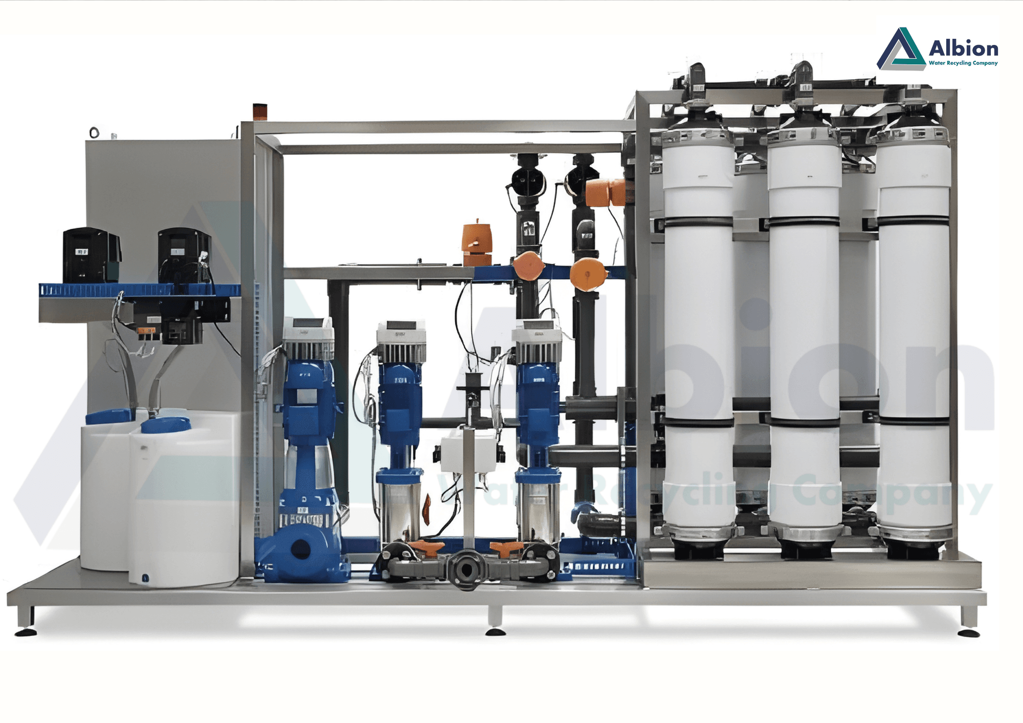 Albion 25 KLD packaged U-Flocs UF system utilized for advanced ultrafiltration and water recycling.